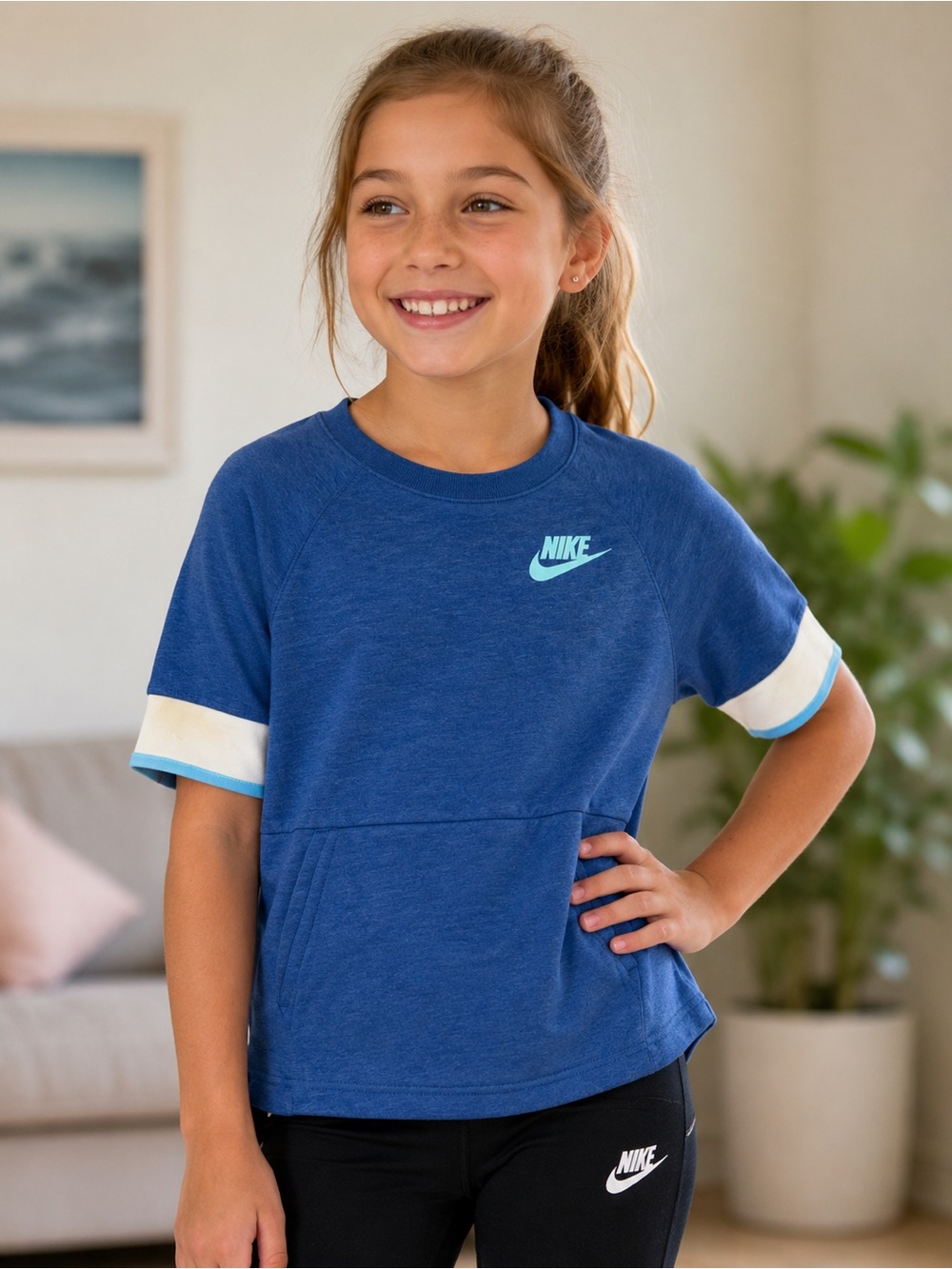Nike Kids Blue Short-Sleeve Free Waist Sweater